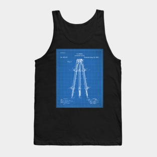 Surveyor Tripod Patent - Land Surveying Geology Geography Art - Blueprint Tank Top